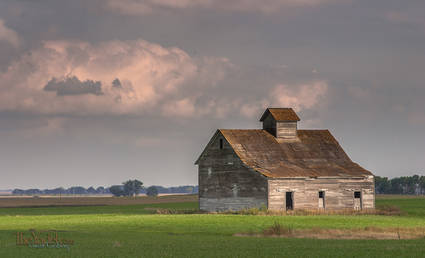 An old barn in a field in North Dakota