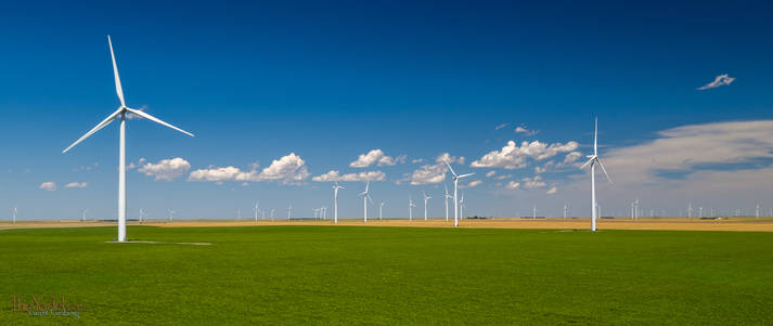 Windmills in the blue skies