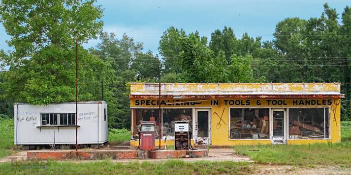 this ex gas station had its specialty and the trailer next door sold hot coffee