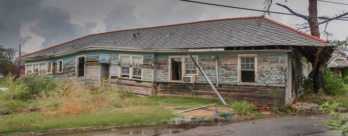 house ruined by the flooding after Katrina