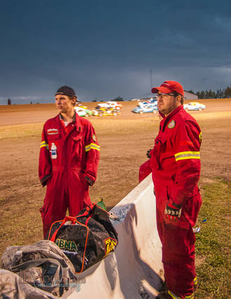 Infield Crew at the stock car races in Grand Forks ND