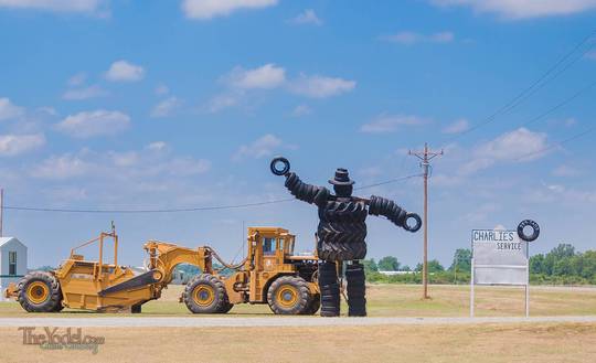 a man made of tractor tires