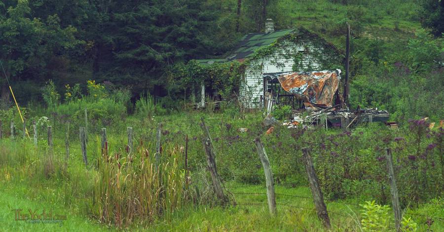 a burnt out trailer in Kentucky