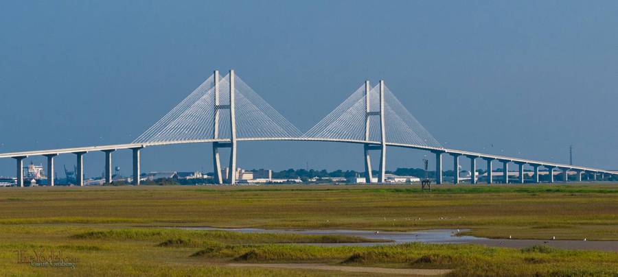 a beautiful suspension bridge along the georgian coast