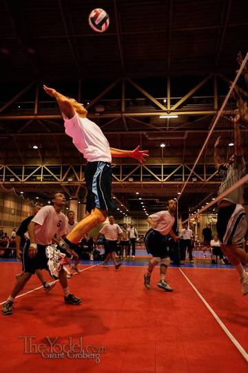 volleyball player spiking the ball