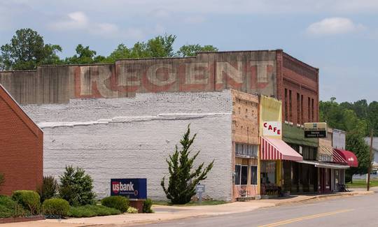 The old Regent Theater building in somewheresville arkansas