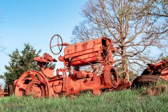 Tractor in a junk yard