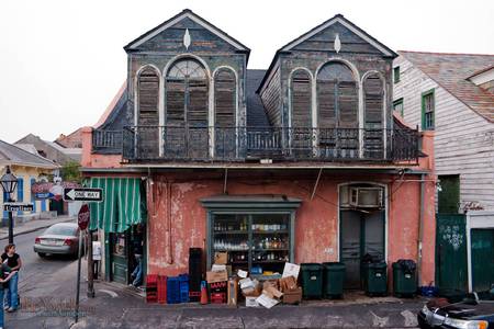 Corner store with balconies